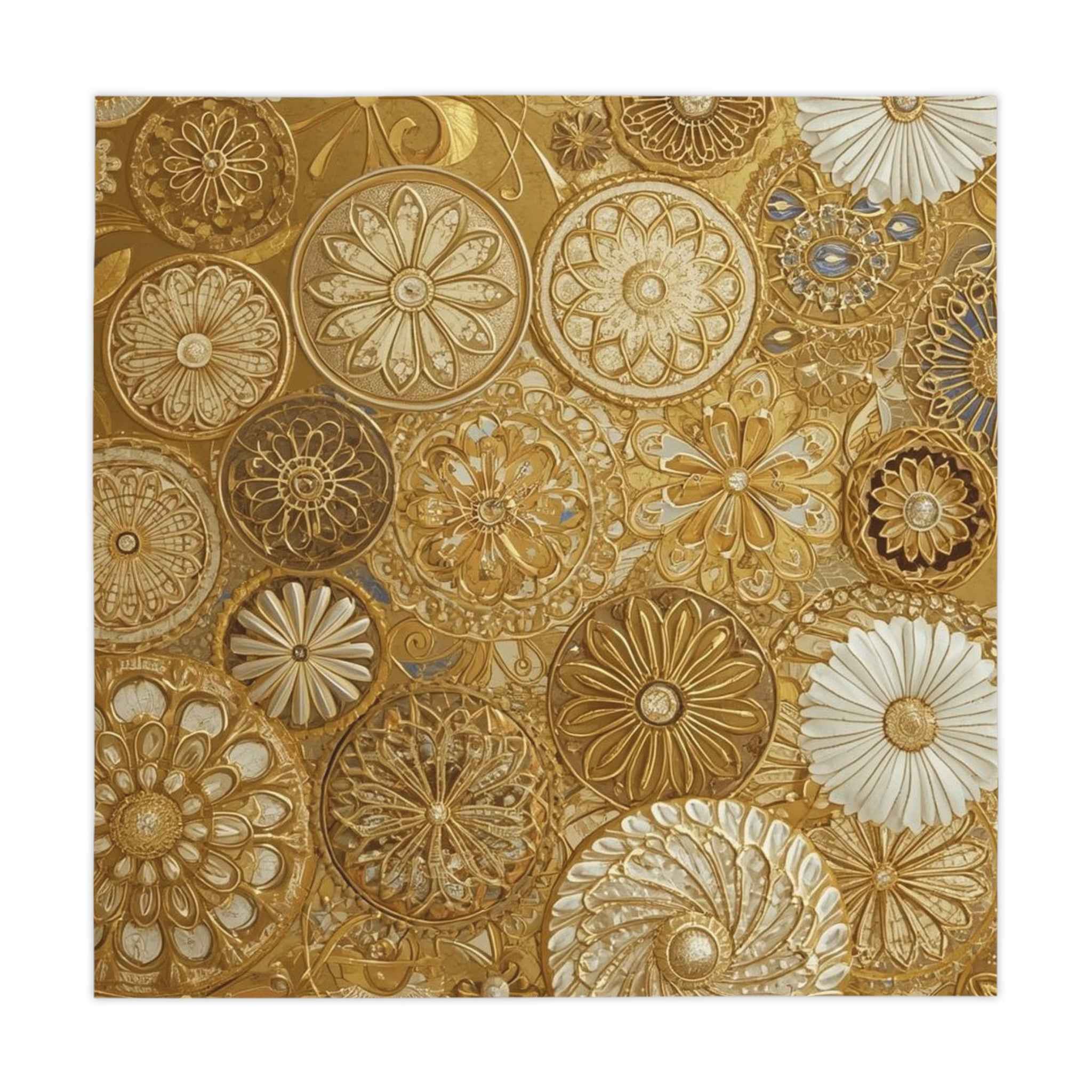 Elegant Gold Floral Tablecloth, Luxurious Dining Decor, Perfect for Weddings, Parties, and Your Home